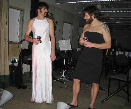 Two guys in dresses